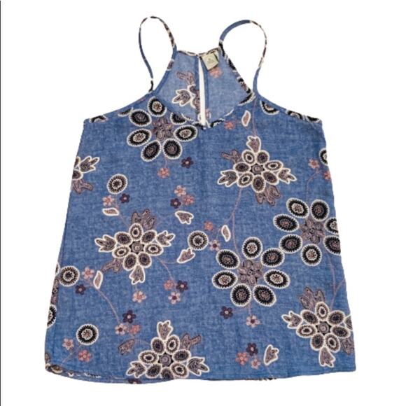 Paper Crane Top Blue Floral V-Neck Spaghetti Strap Top Size Small - Picture 11 of 11